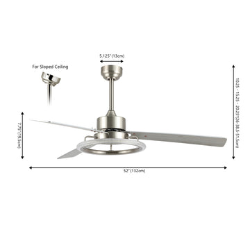 Remy 52" Modern Industrial Iron/Acrylic/Wood Remote-Controlled 6-Speed Integrated LED Ceiling Fan - JONATHAN Y